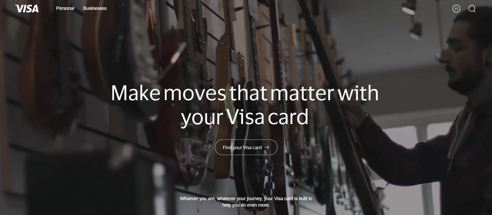 Official Visa webpage detailing secure debit cards for quick online casino transfers.